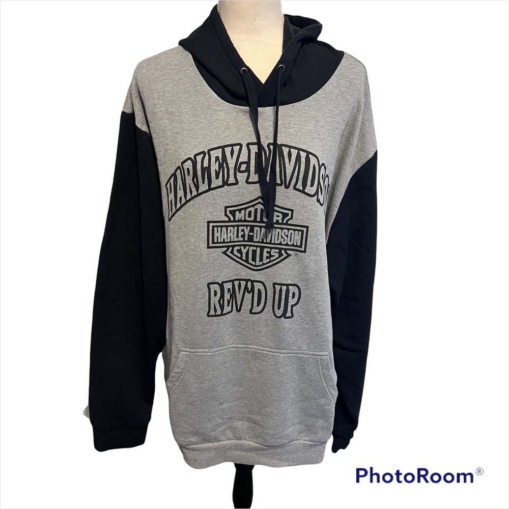 Harley Davidson Men’s Gray/Black Logo Hoodie, Size 3XL (slim). EC.